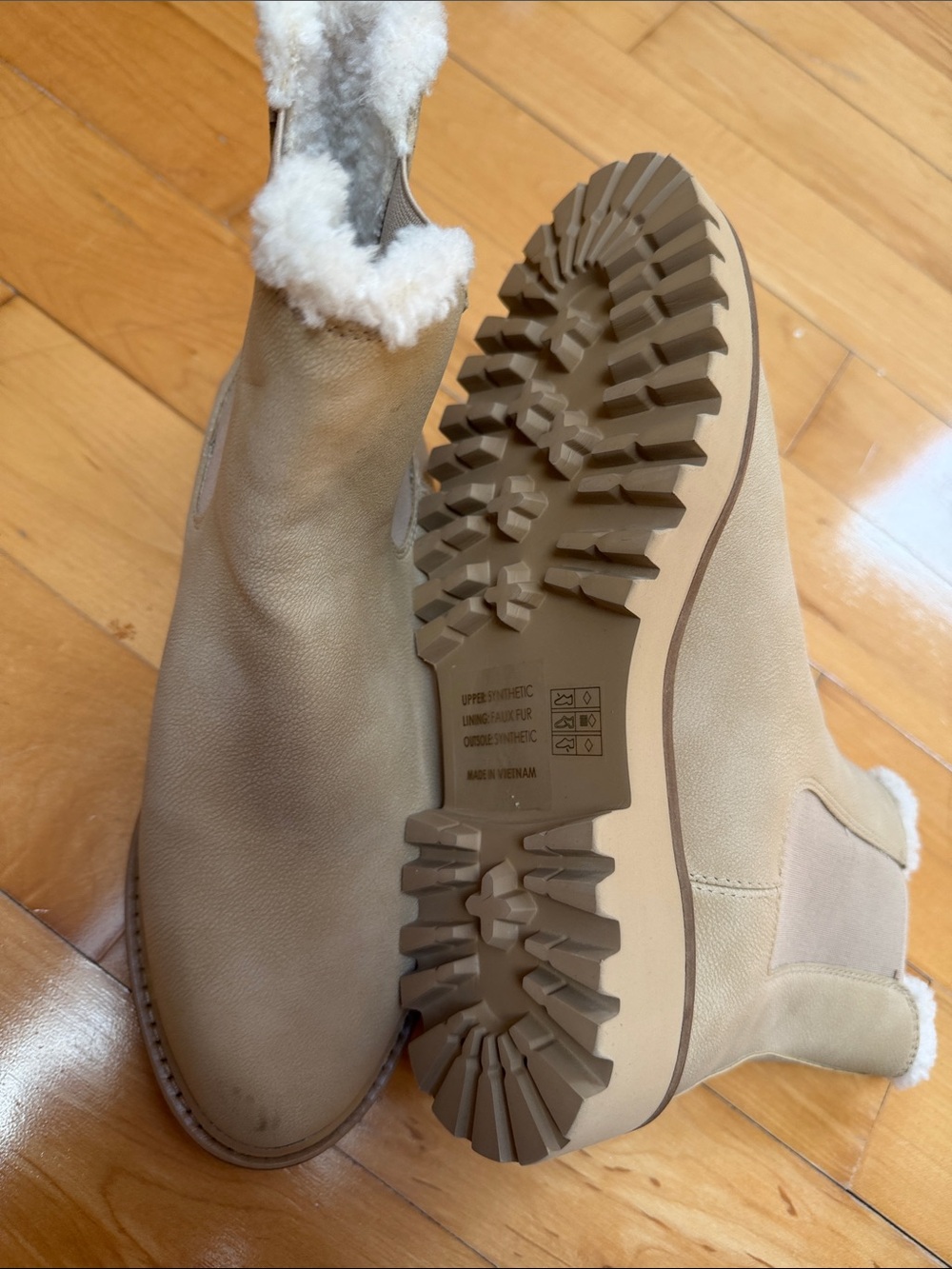 J. Crew Cream-Tan Shearling Chelsea Booties